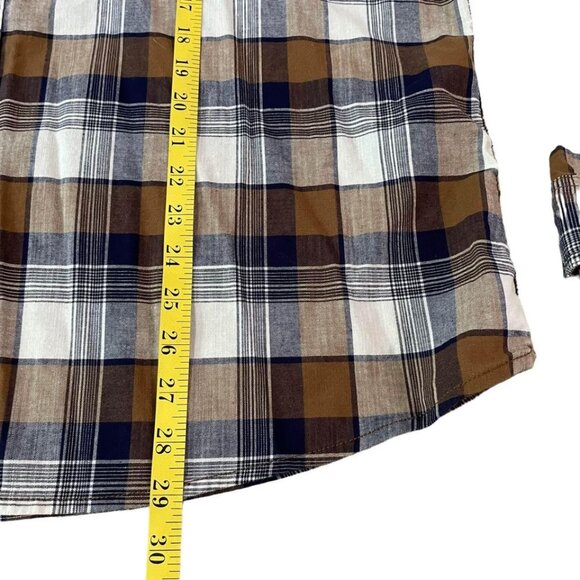 Wrangler Long Sleeve Button Down Shirt Men’s Size 2XL Brown Plaid Comfort Flex - Picture 4 of 5